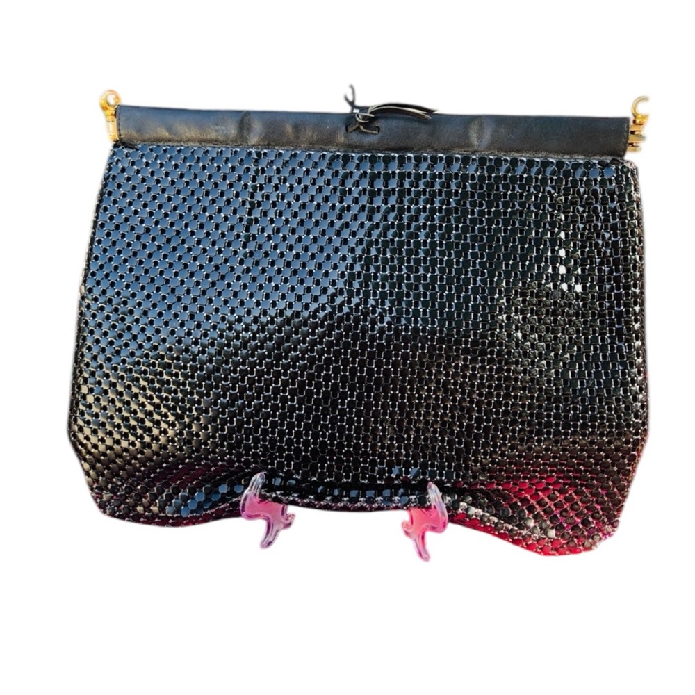 Vintage Whiting & Davis Large Black metal clutch